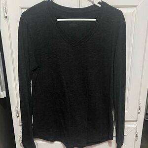 Natural Reflections Charcoal Long Sleeve V-Neck Top